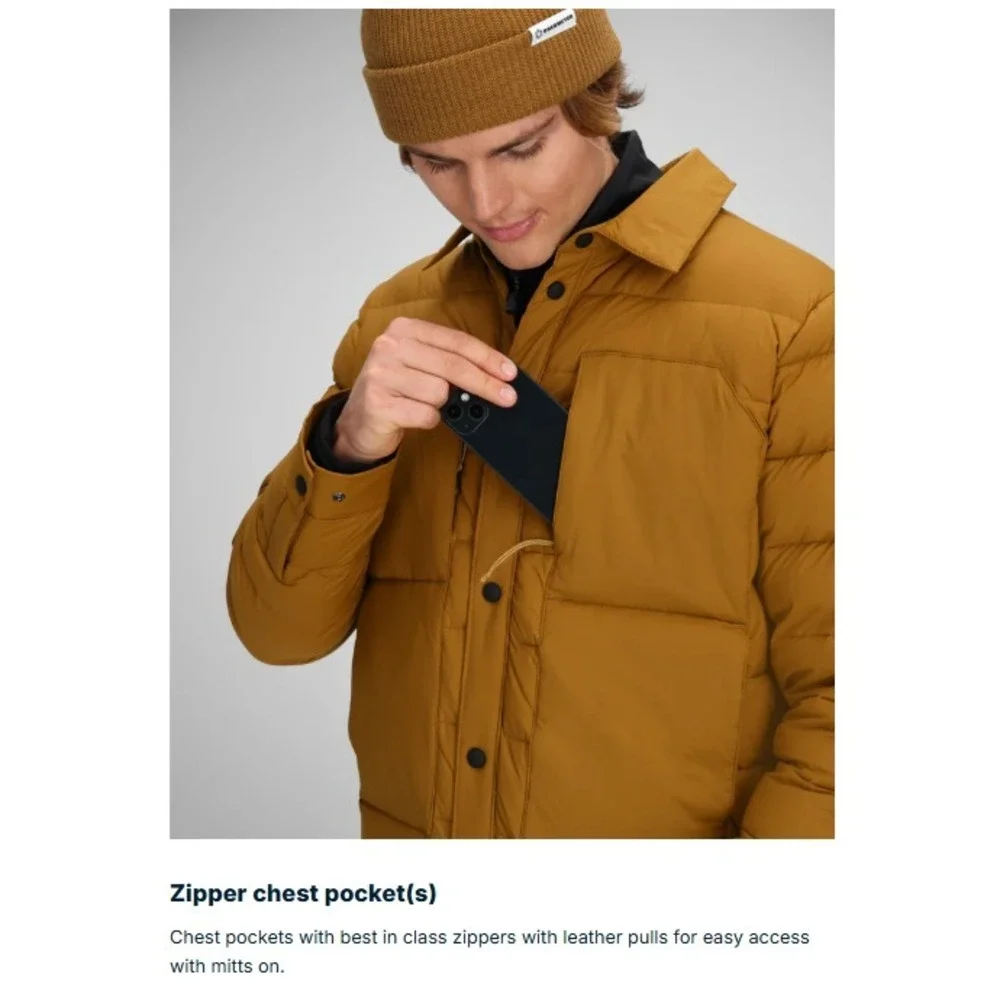 Obermeyer® (Men's LARGE) Explorer™ Down Shirt Jacket in Cement - $249